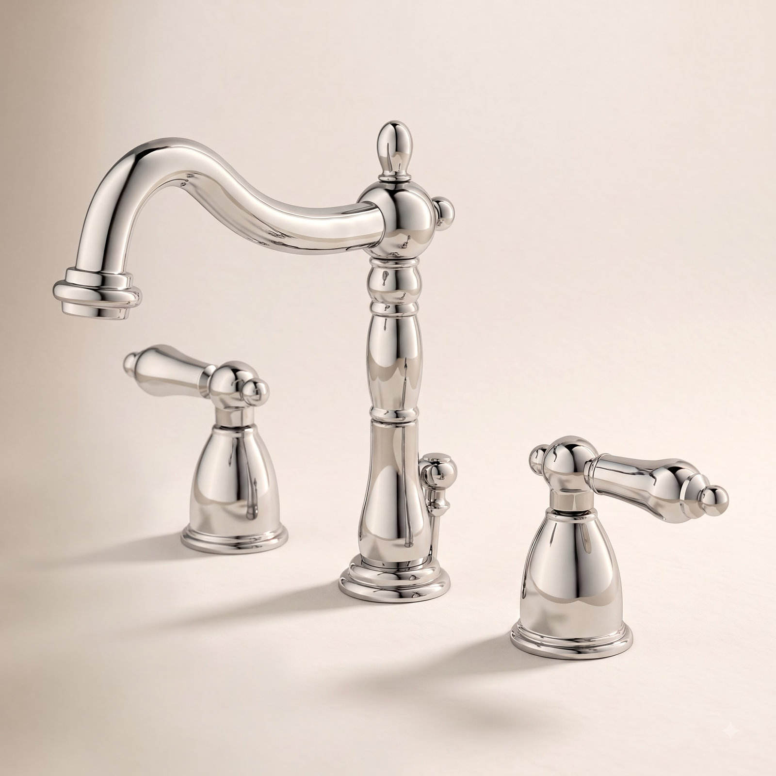Heritage 3-Hole Widespread Faucet with Drain, Polished Nickel