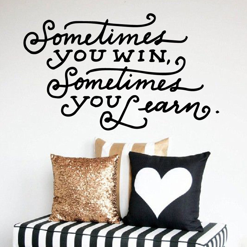 Décalcomanie murale parfois citation "win, H 21 po x l 35 po x P 0,01 po, Noir