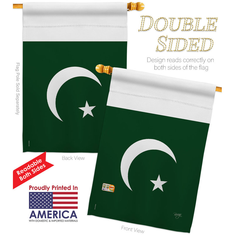 Drapeau de maison pakistanais en polyester à 2 côtés 3 pi 3 po x 2 pi 3 po