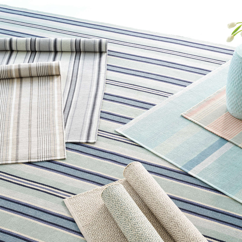 Gradation Ticking Handwoven Cotton Rug, Rectangle 6' x 9'