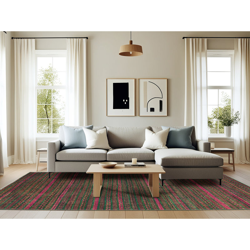 Striped Indoor Rug, Rectangle 6' x 9'