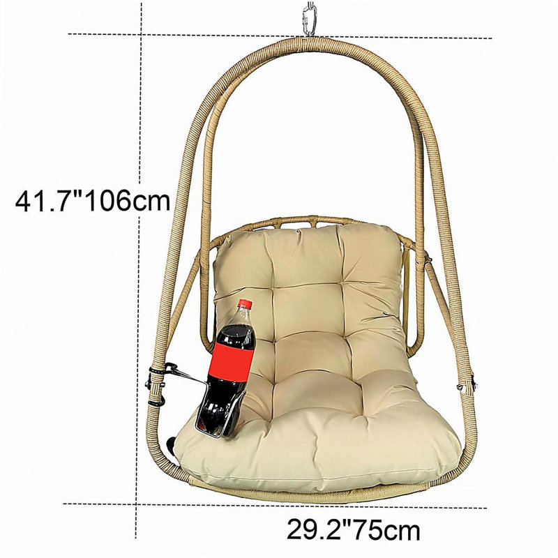 Fauteuil à œufs pivotant sans support pour l'intérieur et l'extérieur en rotin avec panier et support en C