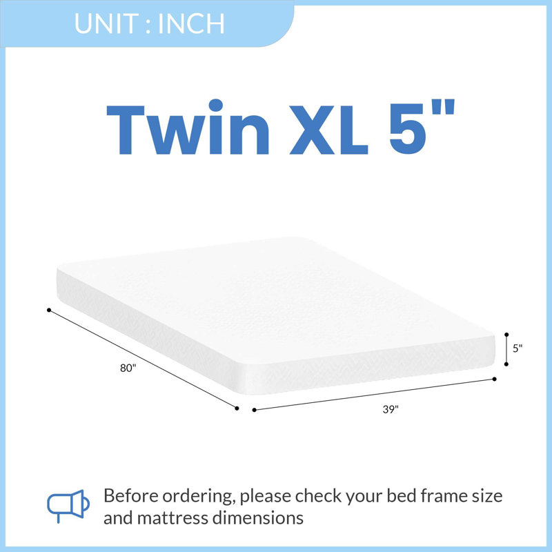 Medium Cooling Gel Memory Foam Mattress, Extra-long Twin, 5"