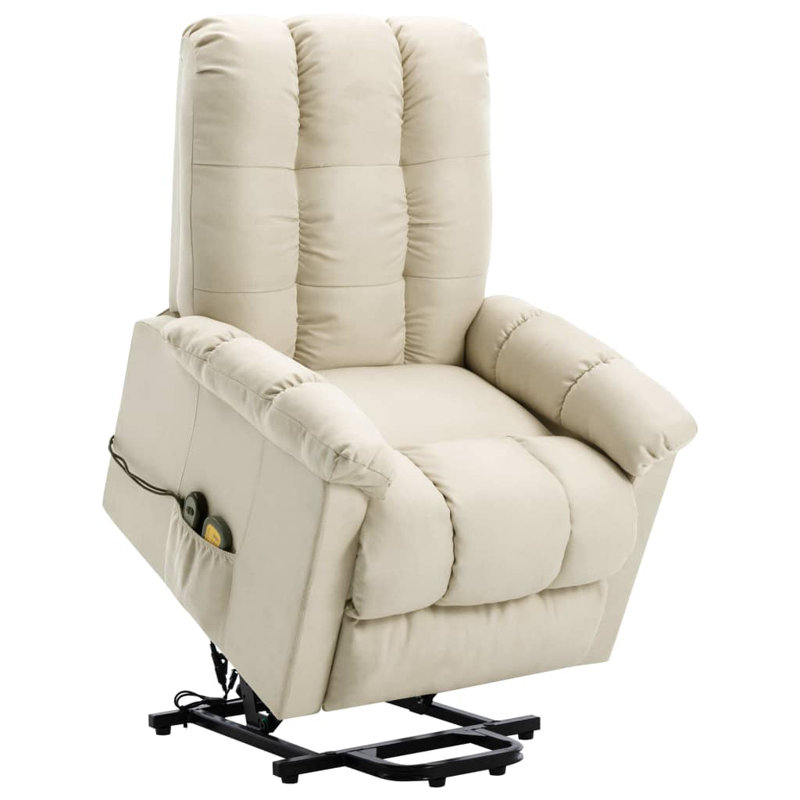 Power Lift Recliner Electric Lift Chair for Home Theater Cinema Fabric, Cream 100% Polyester Blend