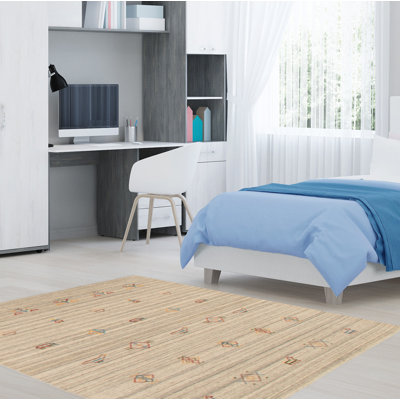 Rossville One-of-a-Kind 4' X 5'10" New Age Wool Area Rug in Light Gray