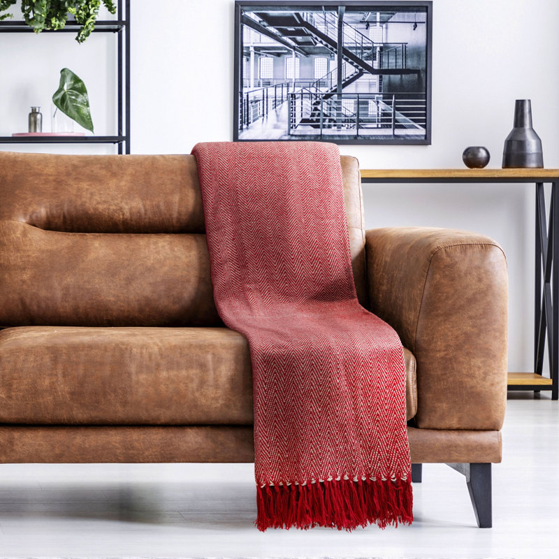 Meurer Hand Woven Throw Blanket, 152cm x 127cm, Red