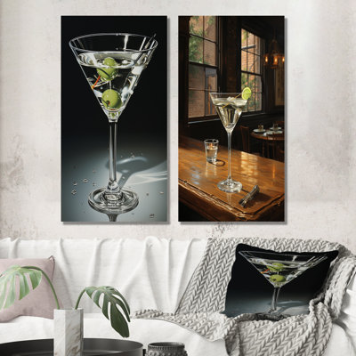 Ensemble de 2 décorations murales Crystal Durty Martini avec 2 olives I