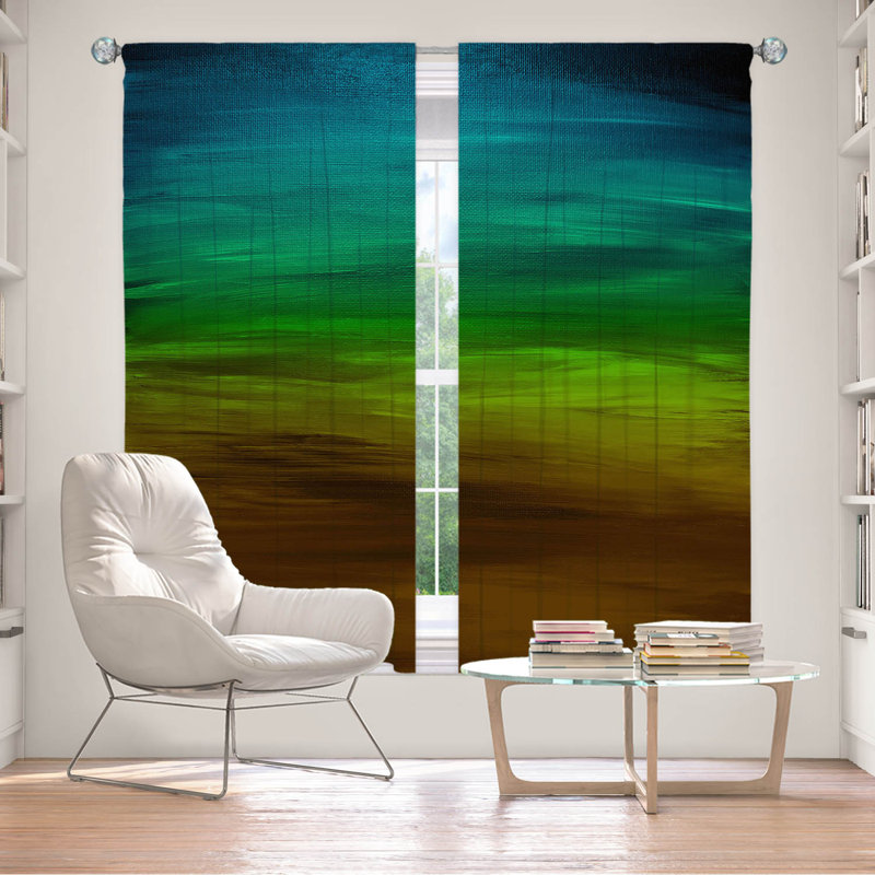 Jemine Room Darkening Curtain Pair, Teal, 40" W x 82" L