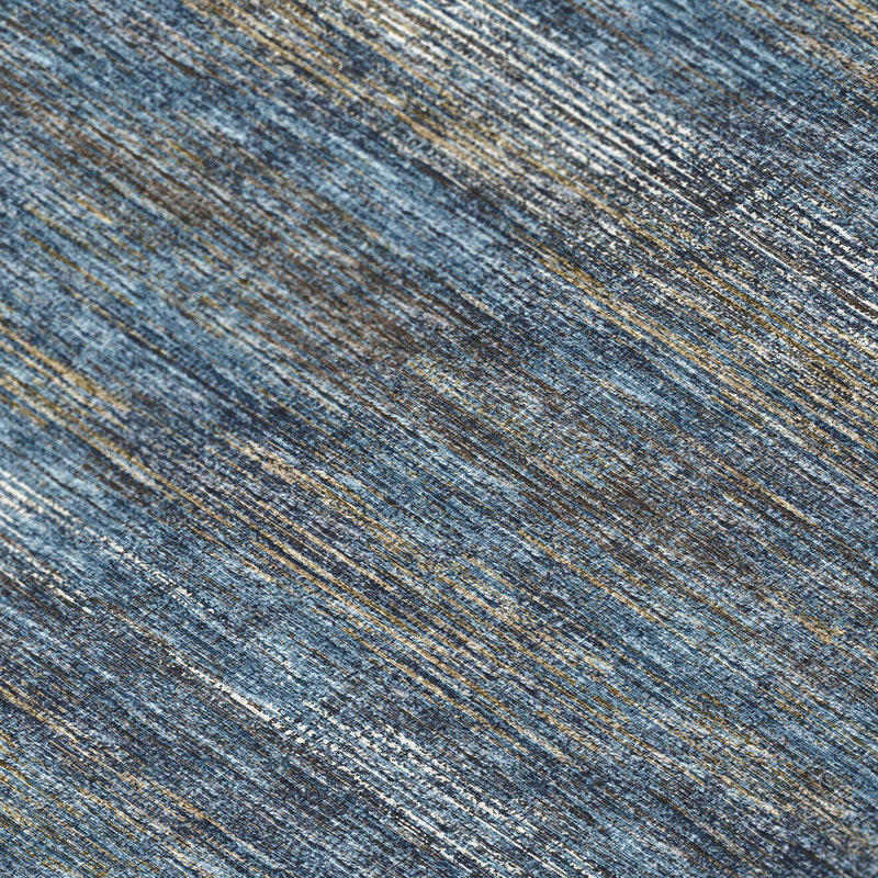Tapis intérieur / extérieur en polyester tissé à la machine bleu / brun, Rectangle de 10 pi x 14 pi