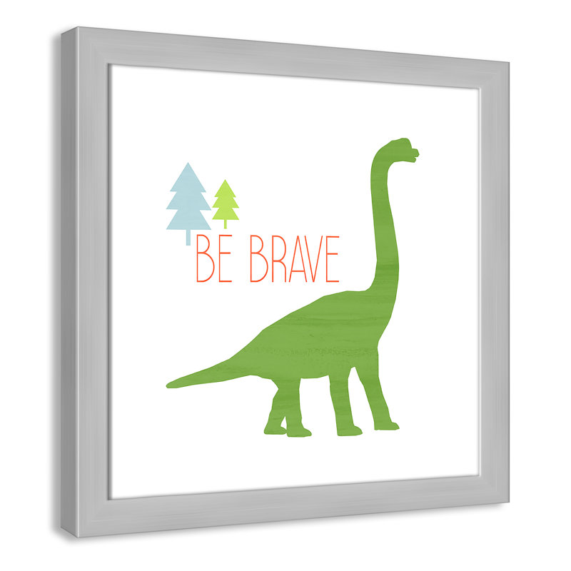Dino Brave 1 ', art encadré, H 16 po x l 16 po x P 0,6 po, Encadré plat argent