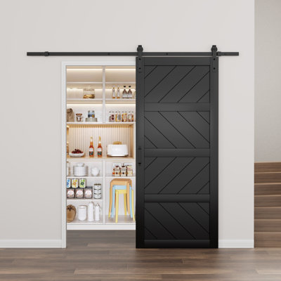  84" H 84" H Solid Wood Sliding Barn Door with Installation Hardware Kit (Soft Close Included)