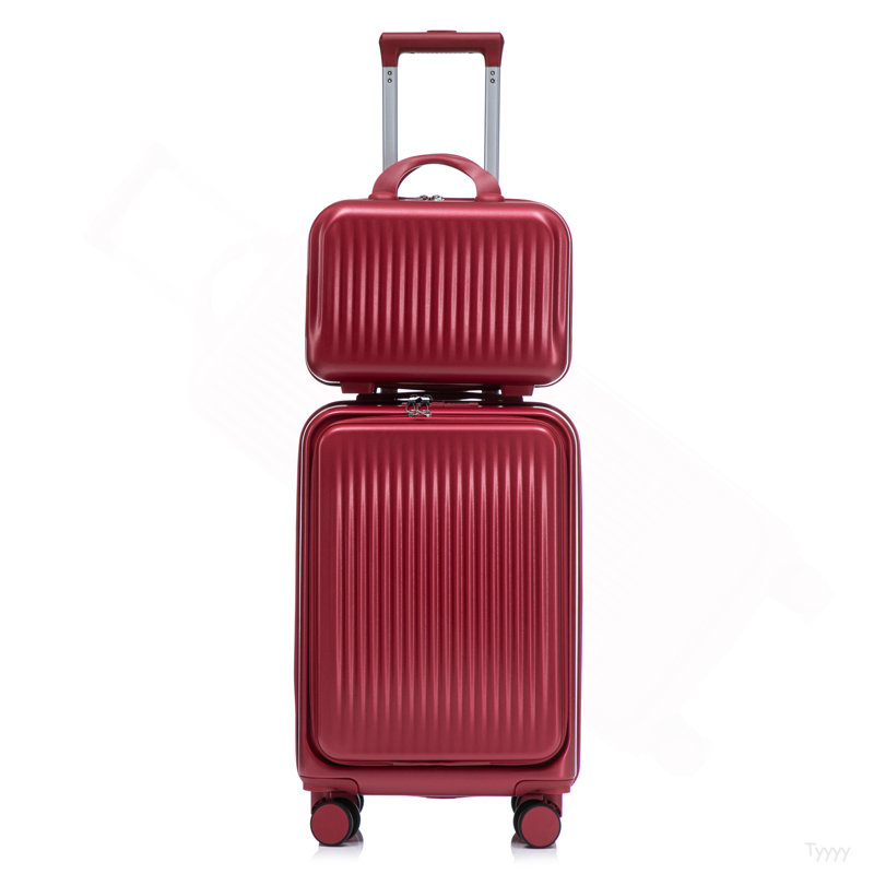 14 po / 20 po 2 pièces / ensemble dans un bagage à roulettes en ABS, avec serrure à combinaison et ouverture avant, étui à cosmétiques de 14 po (rouge)