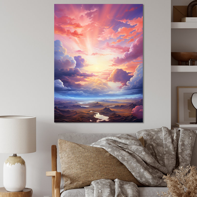 «Kawaii Clouds Landscape I», reproduction sur toile, Toile tendue, 44" H x 34" W
