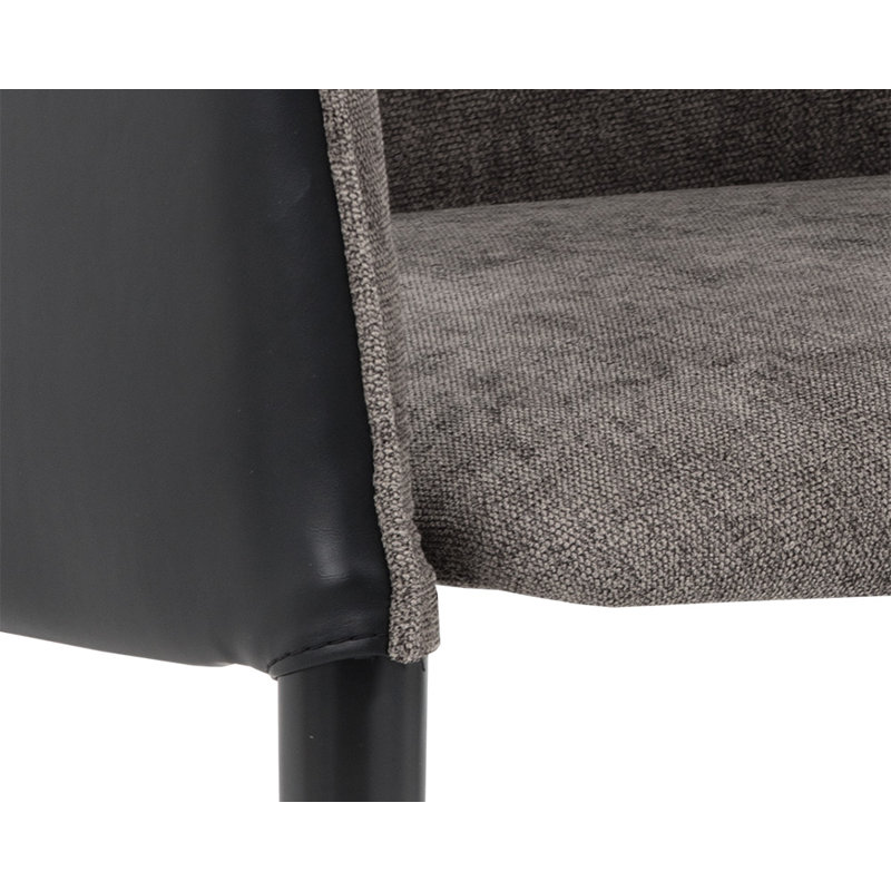 Ikon Fabric Barrel Chair, Black Faux Leather