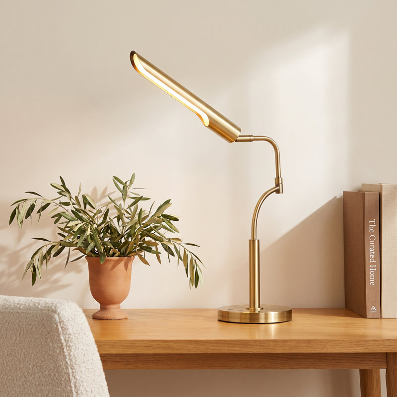 Hartford Topeka LED Desk Lamp w. Smart Switch- Black, Antique Brass