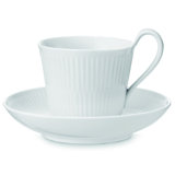 Royal Copenhagen White Fluted High Handle Cup and Saucer
