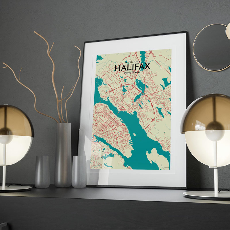 « halifax city map », reproduction d’impression sur affiche en couleur, H 17 po x l 11 po