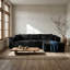 Linen Fabric Sectional Sofa Self-Expanding Instant Setup, 3-Seat L-Shaped Couch With Chaise For Living Room, Beige/Black/Gray-300626630