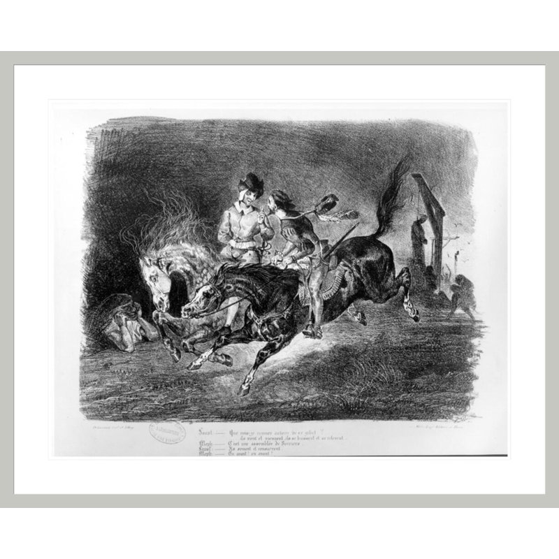 «Mephistopheles and Faust équitation dans la nuit», Illustration pour Faust par Goethe par Eugène Delacroix, impression giclée encadrée
