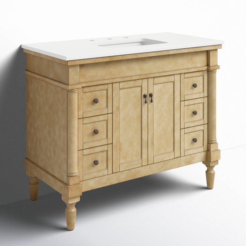Ensemble de meuble-lavabo simple 42 po Lexington, Beige antique, Blanc Ivoire