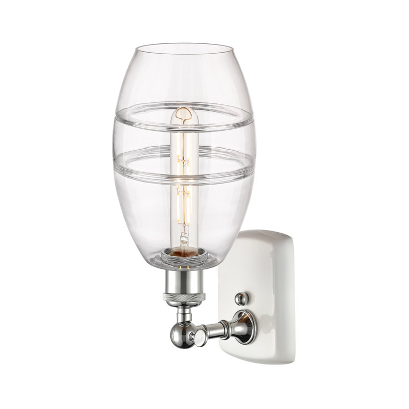 Applique murale en acier Bettylou, Chrome poli blanc, H 9,13 po x l 5,88 po x P 7,06 po, Transparent