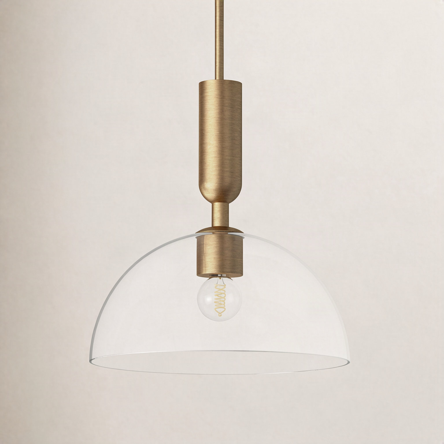 Casoria Single Light Glass Pendant, Brushed Gold