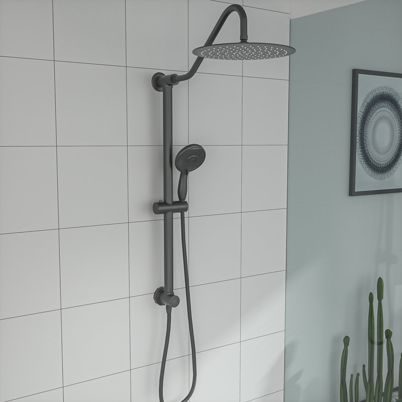 Pomme de douche 5 fonctions 10 po, Noir mat