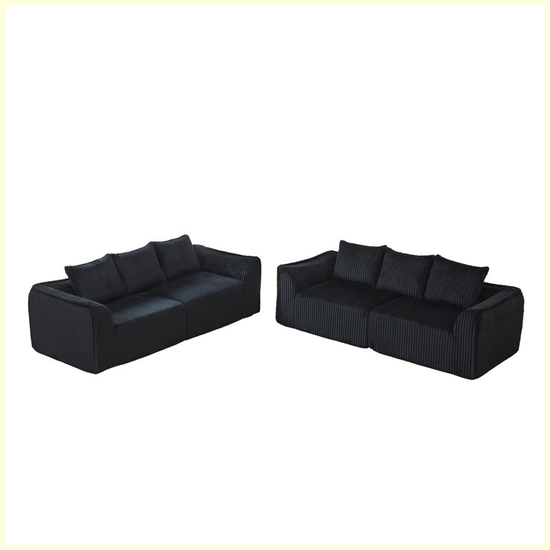 Canapé rembourré en velours côtelé Minimalist, Black Corduroy