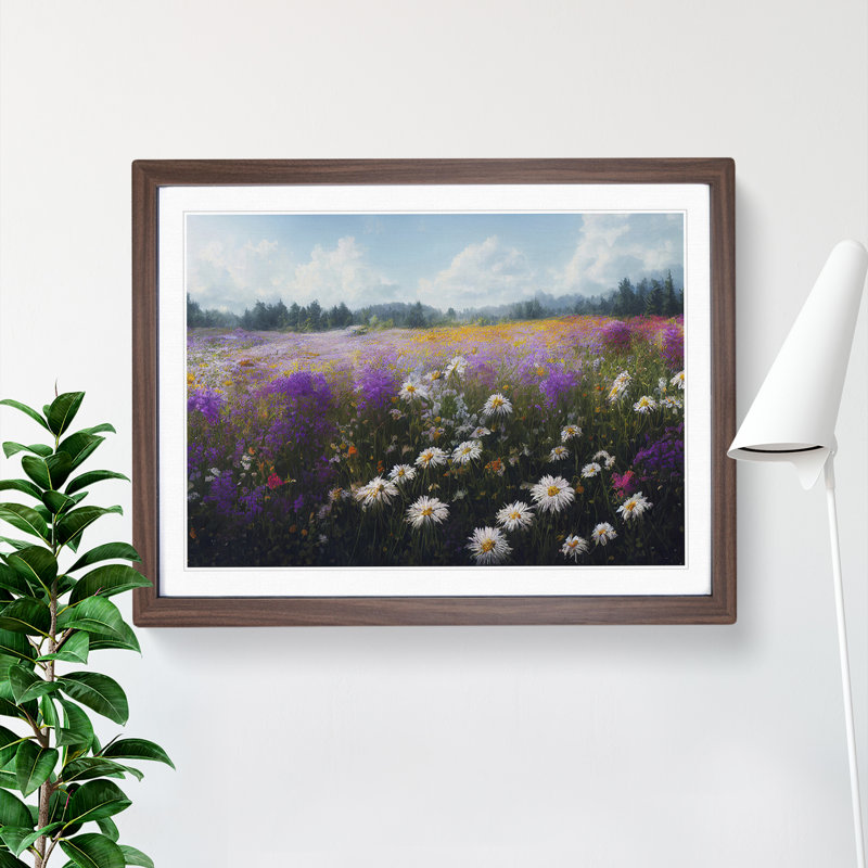 Blissful Wildflowers Floral - Picture Frame Graphic Art, Black, 46cm H x 64cm W x 2cm D