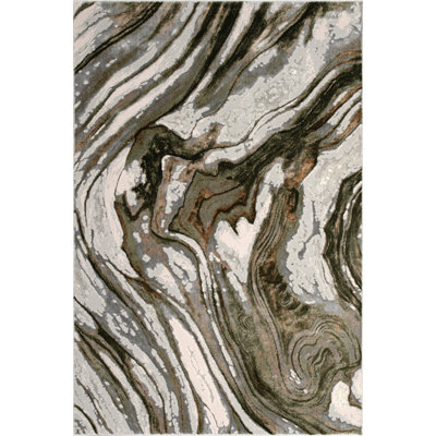  Tapis de chambre à coucher abstrait vert ivoire 8X10 Ft