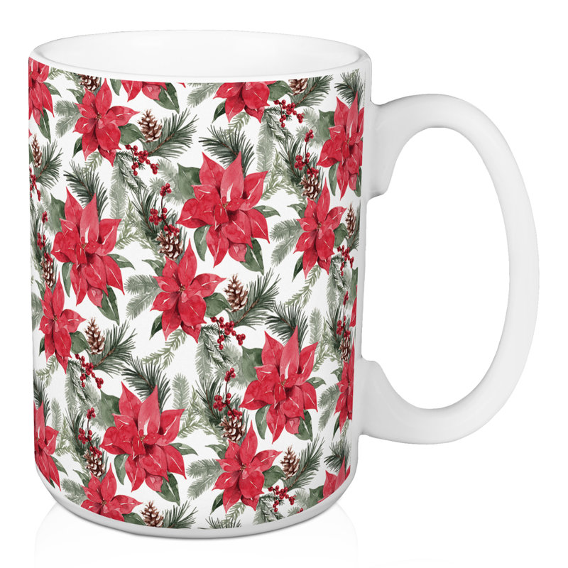Tasse Holiday à motif poinsettia