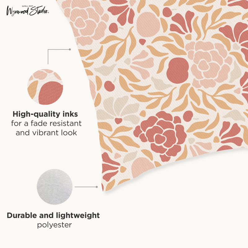 Housse de coussin floral en polyester