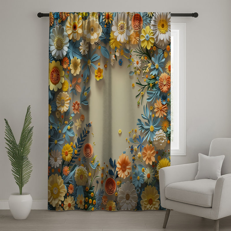 Rideaux de fenêtre en papier, voilages et voilages à motif floral - 1 panneau, 50 po x 80 po - 1 panneau, Blockout
