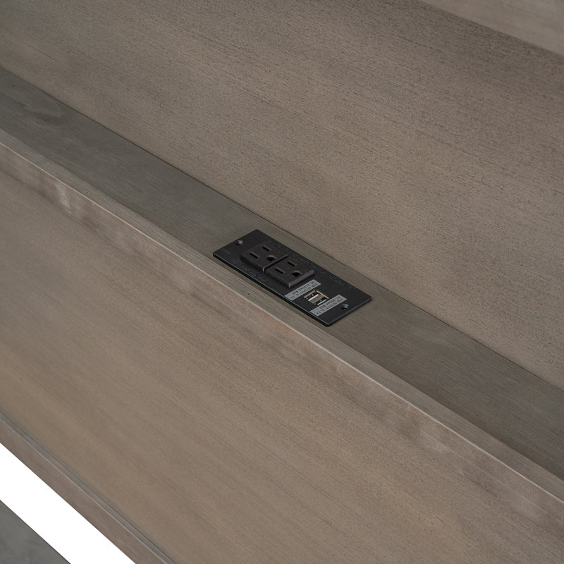 Lit plateforme avec tête de lit, prises et ports USB