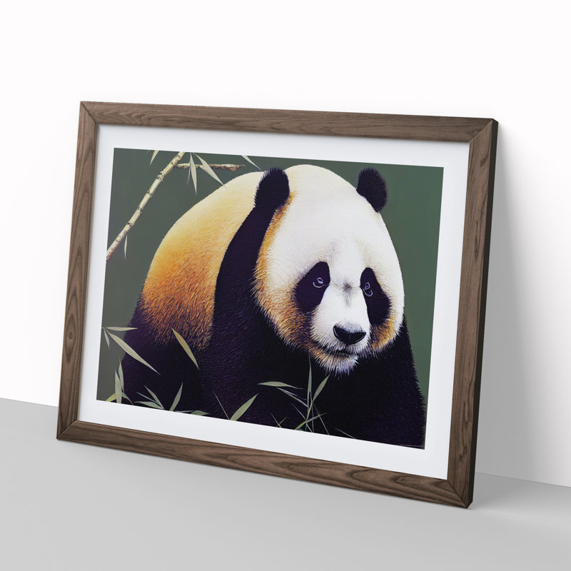 Striking Panda - Single Picture Frame Print, 25cm H x 34cm W x 2cm D, Walnut