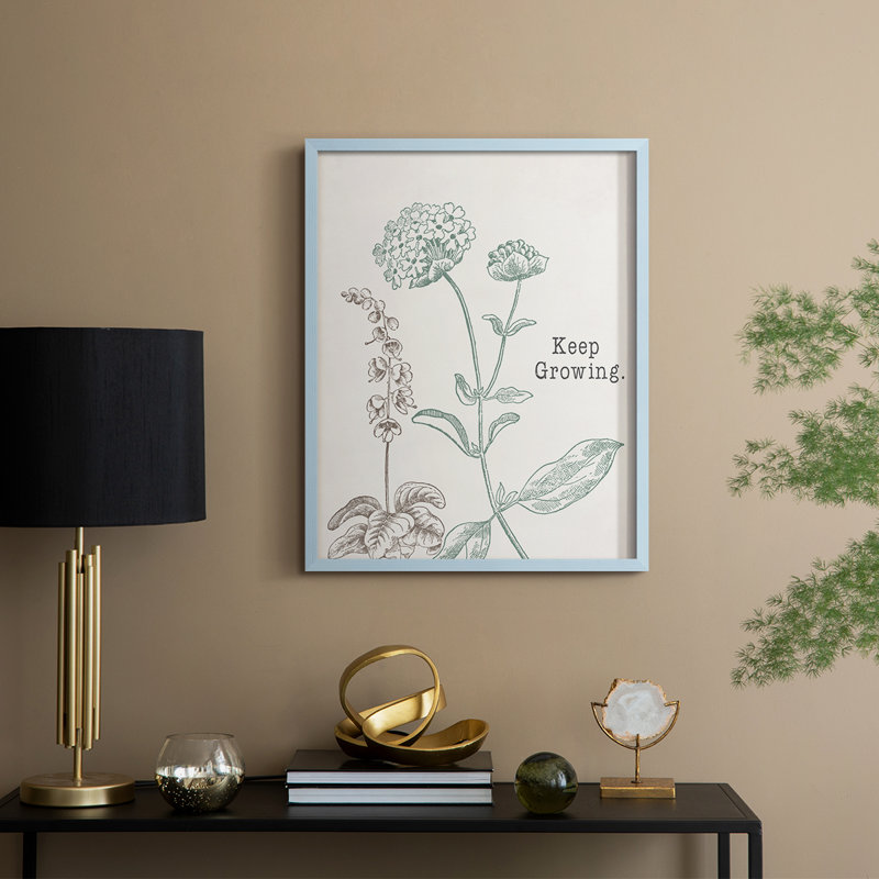 Keep Growing Framed Print - Solid Wood, Blue, 30" H x 24" W