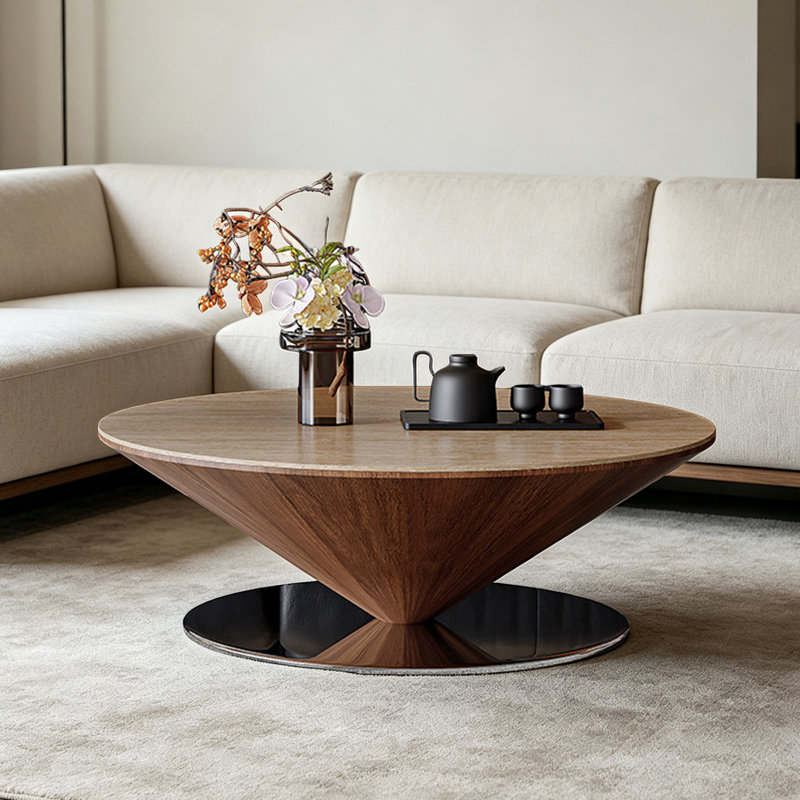 Table basse en pierre de style médiéval, H 12,2 po x l 27,6 po x P 27,6 po, Multicolor / Silver