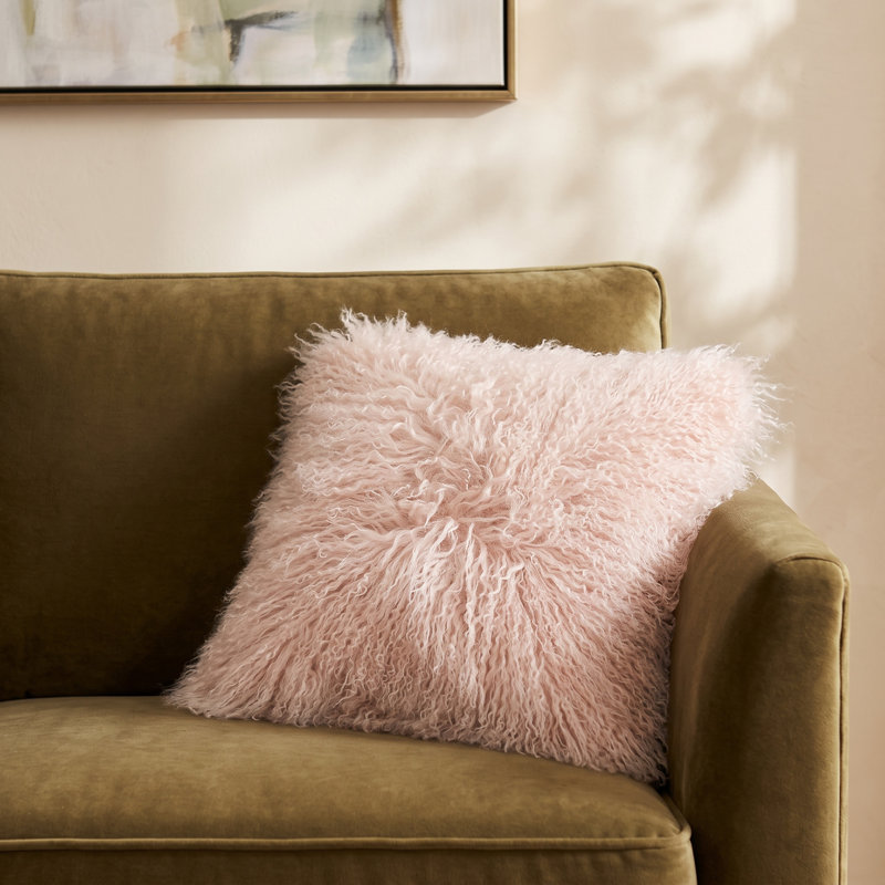 Kiefer Leather Reversible Throw Pillow, Cloud Pink
