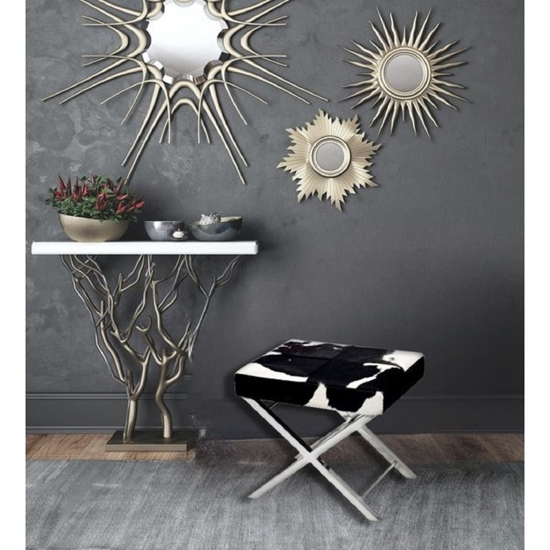 Tabouret moderne noir et blanc, Chrome