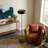 Modern 2-Light Disc Floor Lamp, Black Shade Brass Gold Pole Standing Lamp with Double Pull Chains, Minimalist Tall Floor Lamp for Living Room Bedroom Corner Decor