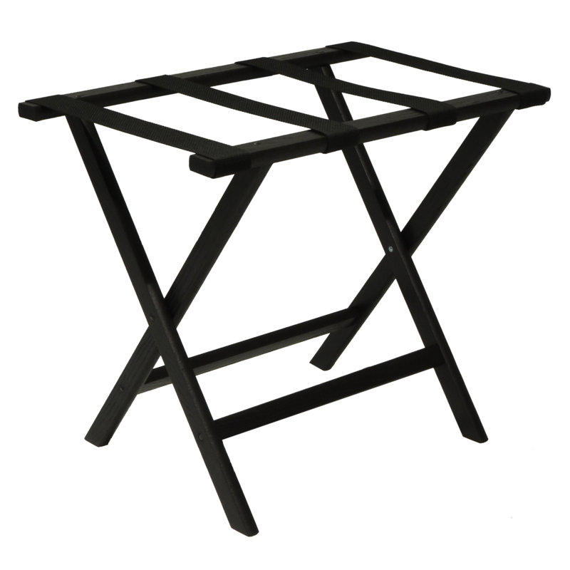 Porte-bagages pliable en bois, Noir, Noir