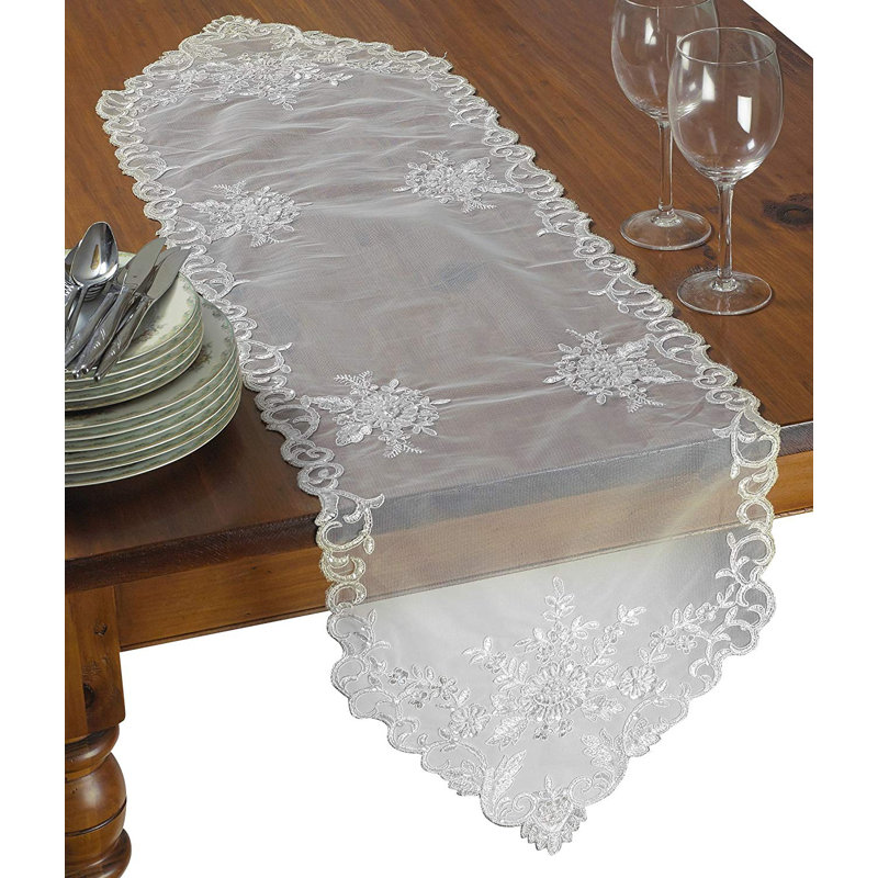 Alfreda Table Runner, Ivory, 34" L x 14" W