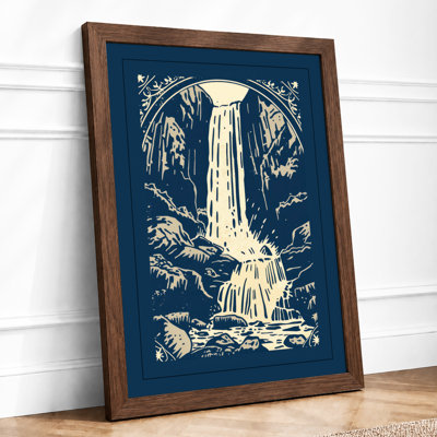 Waterfall At Midnight Japandi - Print