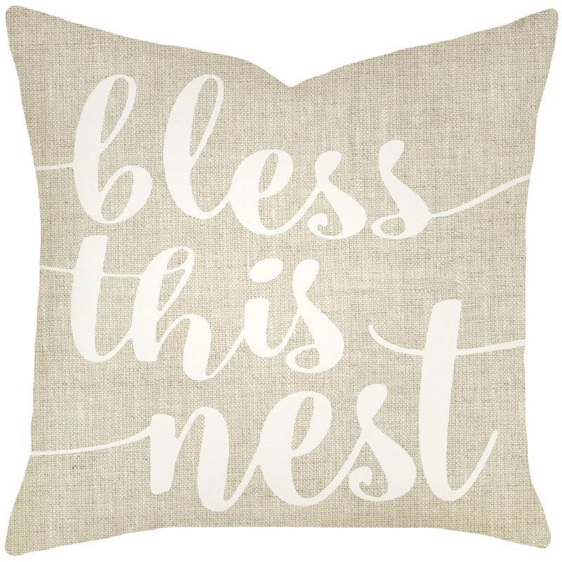 Cotton Throw Pillow, Beige, 20" H x 20" W x 8" D