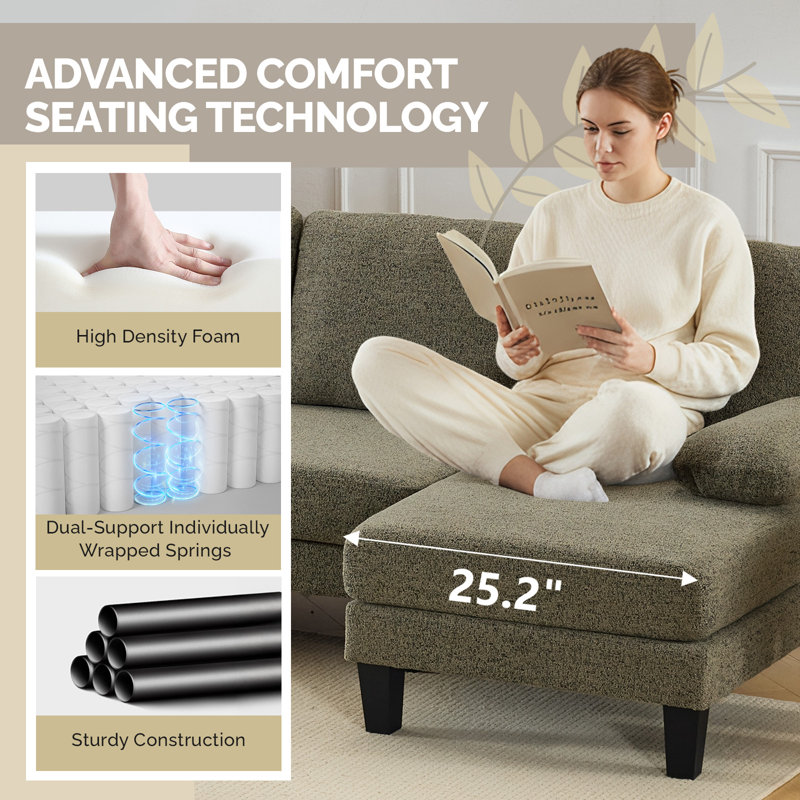 Canapé modulaire 110 po en chenille Kakhi, Chenille Kakhi