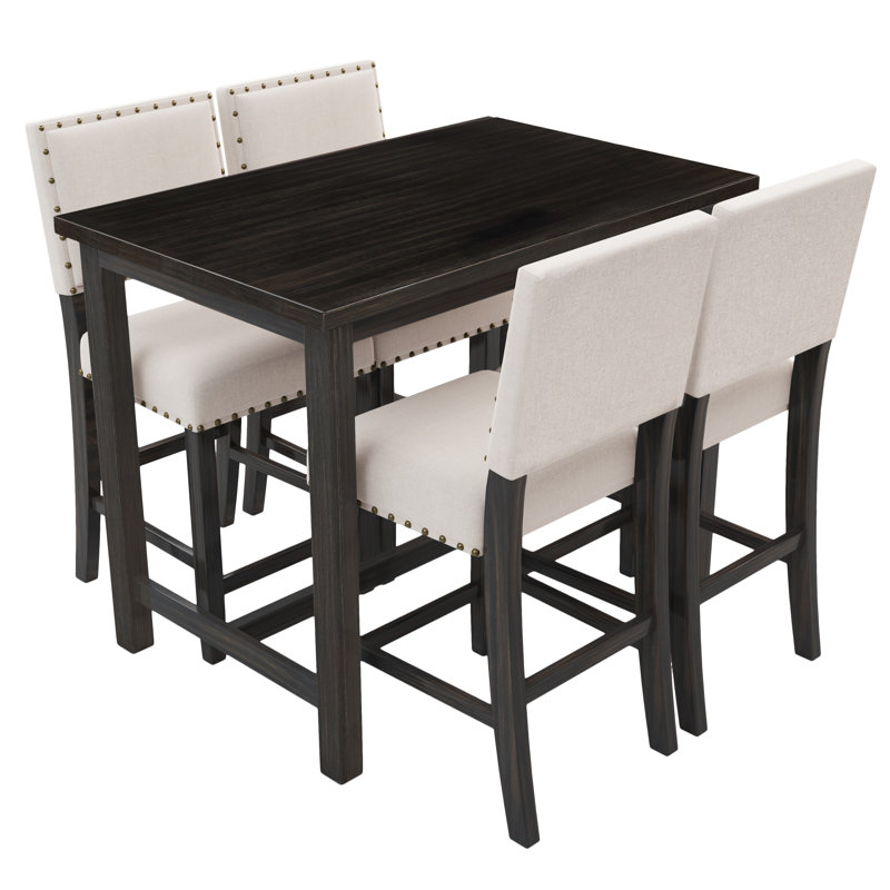 Brandov 4 - Person Four Leg Dining Set, Espresso, Espresso