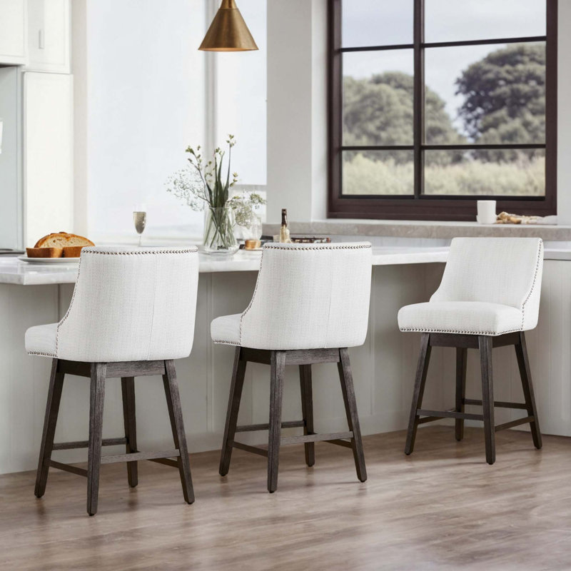 Tabouret de comptoir pivotant Melani (ensemble de 3), Blanc