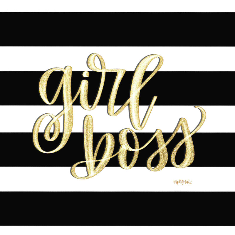 Girl Boss - Art textuel, H 12 po x l 12 po, Non, Toile tendue