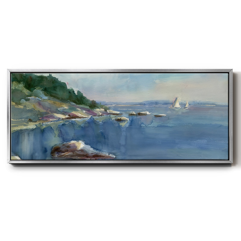 «Sailing Bay», reproduction sur toile avec cadre flottant, H 24 po x l 60 po x P 1,5 po, Argent