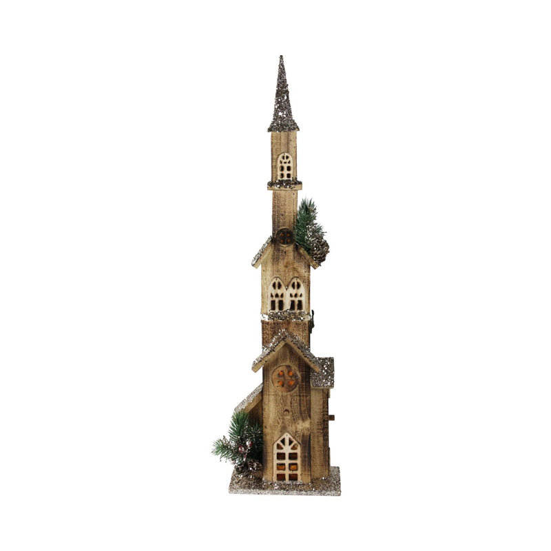 Décoration de Noël 27,5 po à lumières DEL brun et crème